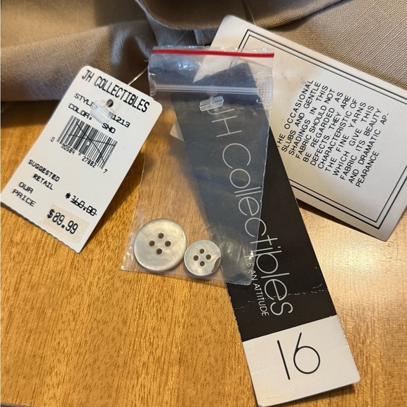 JH Collectibles NWT vintage style Tan Linen poly blend Blazer SZ 16 - Picture 5 of 9